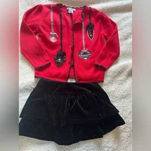 Hartstrings 3T Red and Black Skirt Outfit